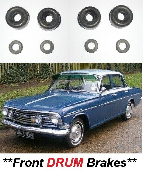 FRONT BRAKE WHEEL CYLINDER REPAIR SEALS KITS x4 (Vauxhall Cresta PB) (2.6 Litre) (**1962- 64 Only**) 